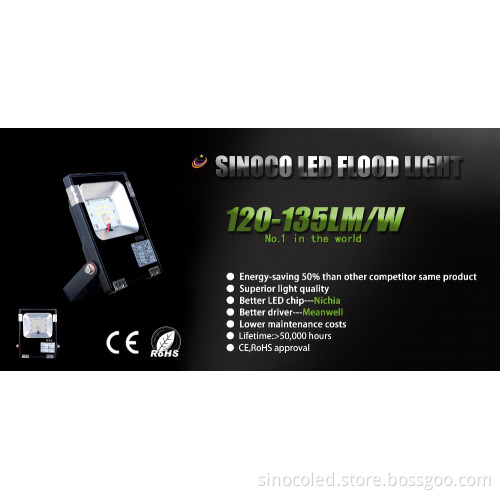 High quality outdoor slim smd 5000 lumen 50w led flood light for sport feild